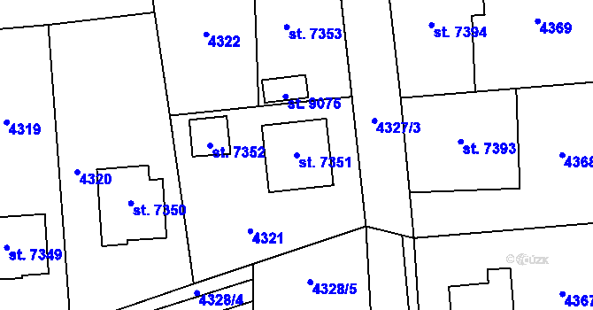 Parcela st. 7351 v KÚ Zlín, Katastrální mapa