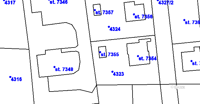 Parcela st. 7355 v KÚ Zlín, Katastrální mapa