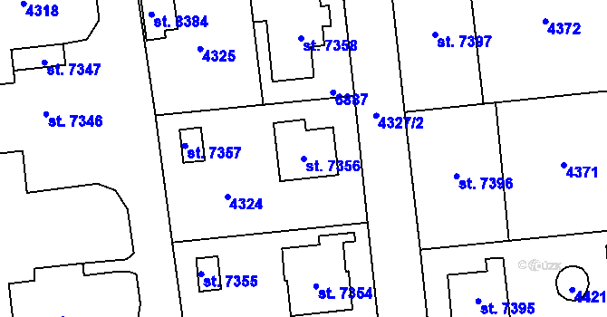 Parcela st. 7356 v KÚ Zlín, Katastrální mapa