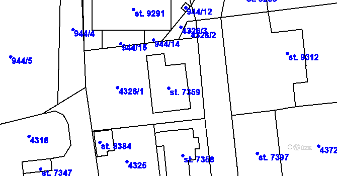 Parcela st. 7359 v KÚ Zlín, Katastrální mapa
