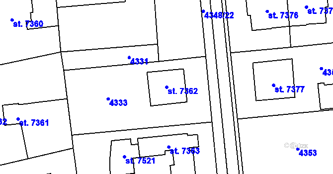 Parcela st. 7362 v KÚ Zlín, Katastrální mapa