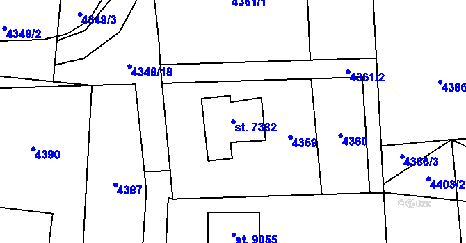 Parcela st. 7382 v KÚ Zlín, Katastrální mapa