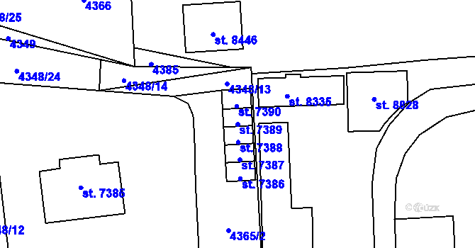 Parcela st. 7389 v KÚ Zlín, Katastrální mapa