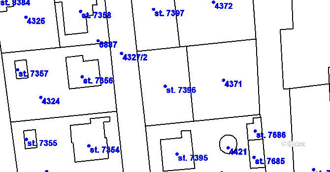 Parcela st. 7396 v KÚ Zlín, Katastrální mapa