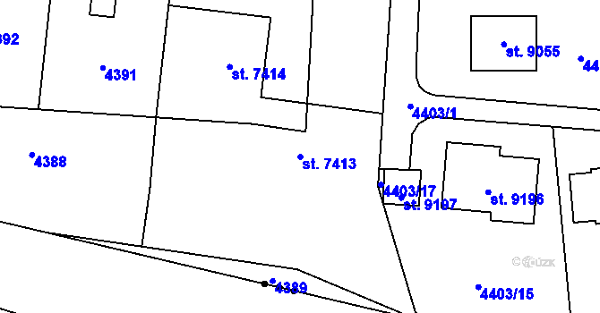 Parcela st. 7413 v KÚ Zlín, Katastrální mapa