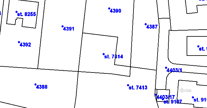 Parcela st. 7414 v KÚ Zlín, Katastrální mapa
