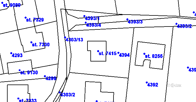 Parcela st. 7415 v KÚ Zlín, Katastrální mapa