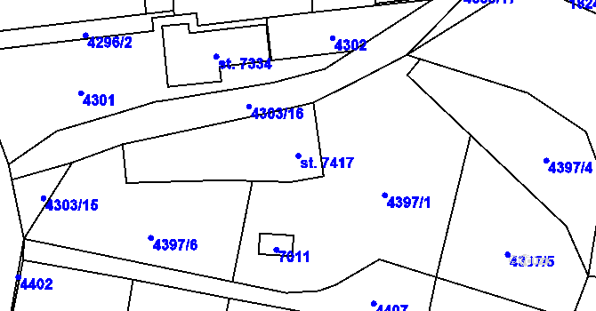 Parcela st. 7417 v KÚ Zlín, Katastrální mapa