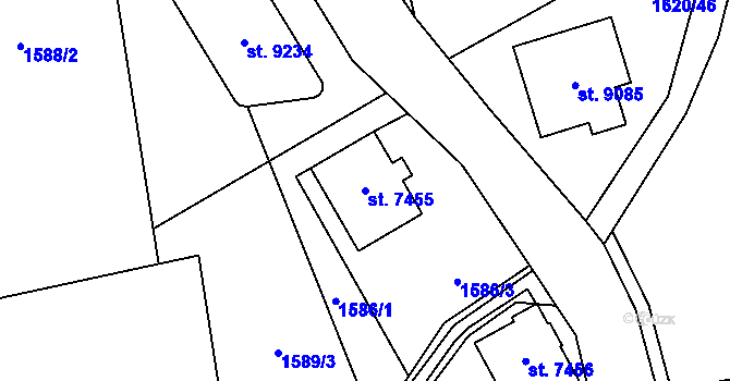 Parcela st. 7455 v KÚ Zlín, Katastrální mapa