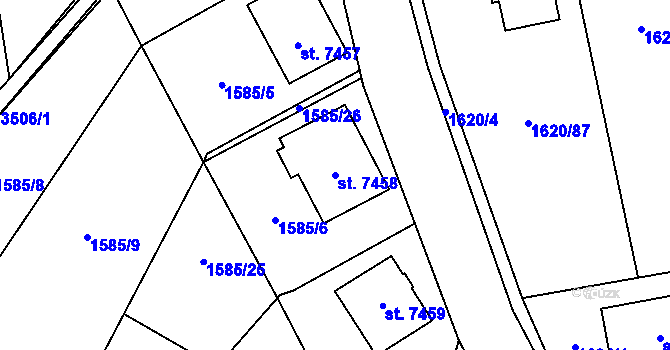 Parcela st. 7458 v KÚ Zlín, Katastrální mapa