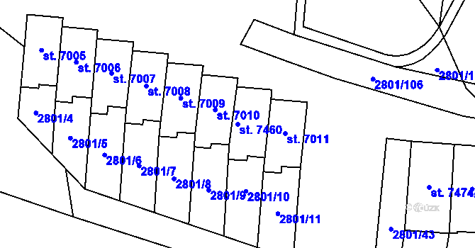 Parcela st. 7460 v KÚ Zlín, Katastrální mapa