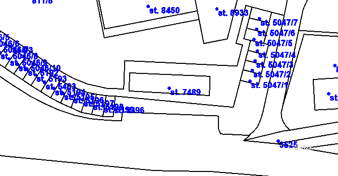 Parcela st. 7489 v KÚ Zlín, Katastrální mapa