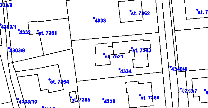 Parcela st. 7521 v KÚ Zlín, Katastrální mapa