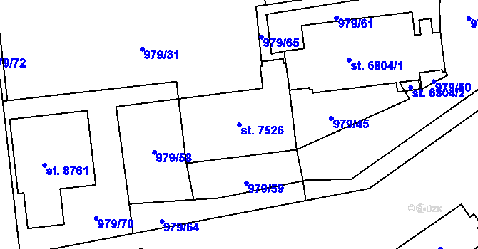 Parcela st. 7526 v KÚ Zlín, Katastrální mapa
