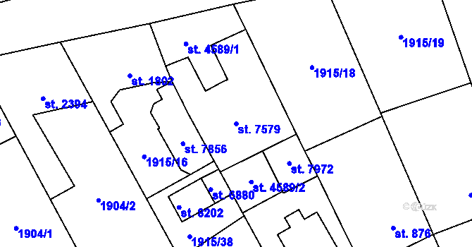 Parcela st. 7579 v KÚ Zlín, Katastrální mapa