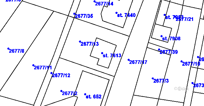 Parcela st. 7613 v KÚ Zlín, Katastrální mapa