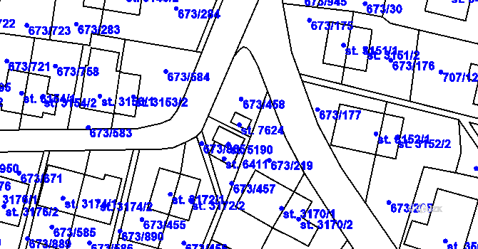 Parcela st. 7624 v KÚ Zlín, Katastrální mapa