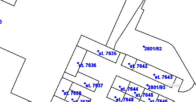 Parcela st. 7635 v KÚ Zlín, Katastrální mapa