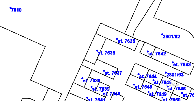 Parcela st. 7636 v KÚ Zlín, Katastrální mapa