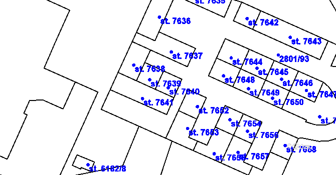 Parcela st. 7640 v KÚ Zlín, Katastrální mapa