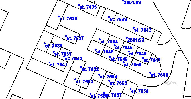 Parcela st. 7648 v KÚ Zlín, Katastrální mapa