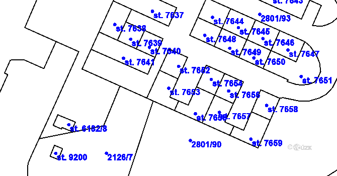 Parcela st. 7653 v KÚ Zlín, Katastrální mapa