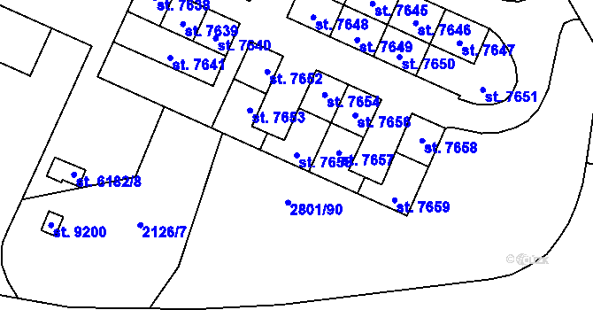 Parcela st. 7655 v KÚ Zlín, Katastrální mapa