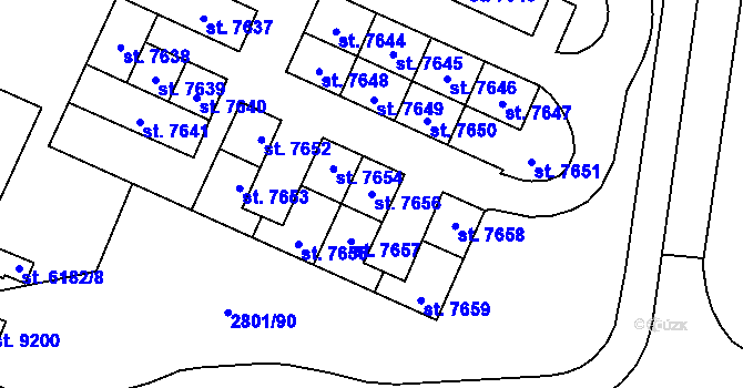 Parcela st. 7656 v KÚ Zlín, Katastrální mapa