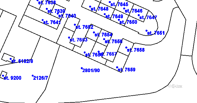 Parcela st. 7657 v KÚ Zlín, Katastrální mapa