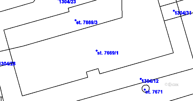 Parcela st. 7669/1 v KÚ Zlín, Katastrální mapa