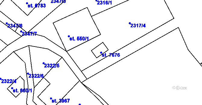 Parcela st. 7676 v KÚ Zlín, Katastrální mapa