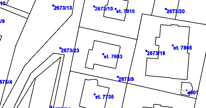 Parcela st. 7693 v KÚ Zlín, Katastrální mapa
