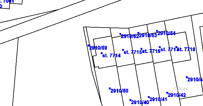 Parcela st. 7714 v KÚ Zlín, Katastrální mapa