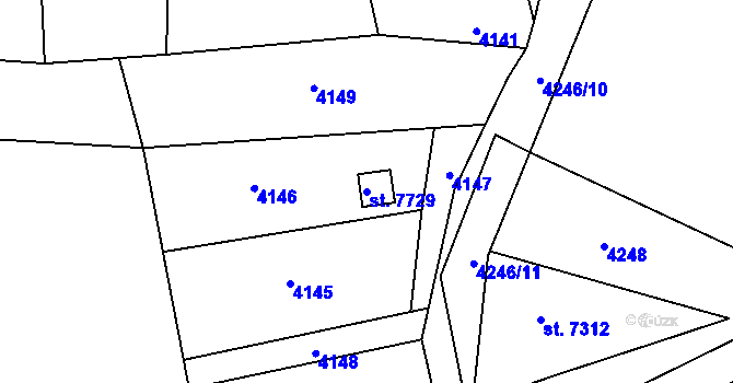 Parcela st. 7729 v KÚ Zlín, Katastrální mapa