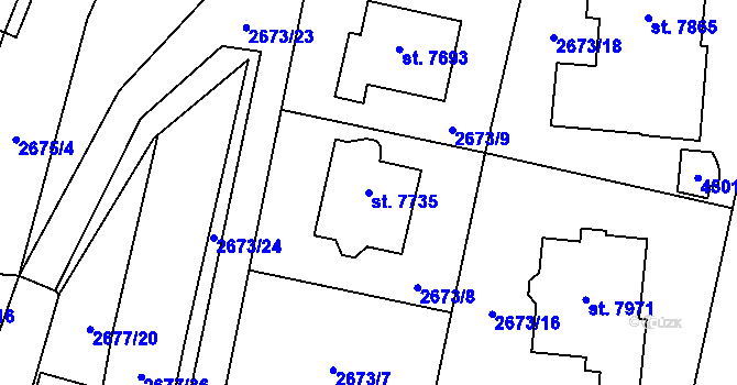 Parcela st. 7735 v KÚ Zlín, Katastrální mapa