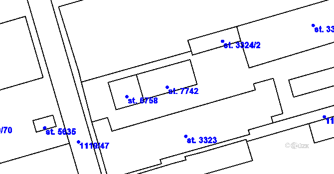 Parcela st. 7742 v KÚ Zlín, Katastrální mapa