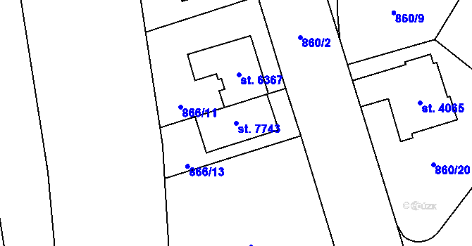 Parcela st. 7743 v KÚ Zlín, Katastrální mapa