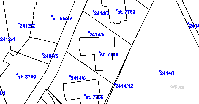 Parcela st. 7764 v KÚ Zlín, Katastrální mapa