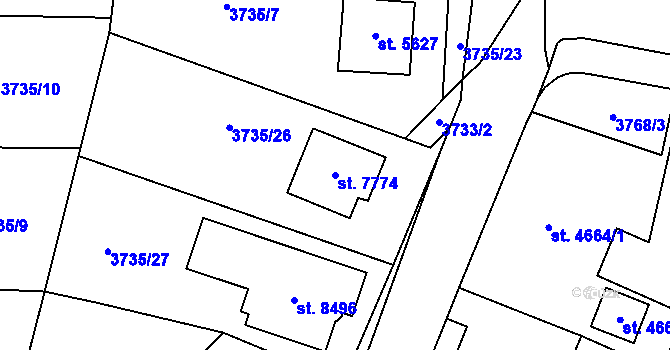 Parcela st. 7774 v KÚ Zlín, Katastrální mapa