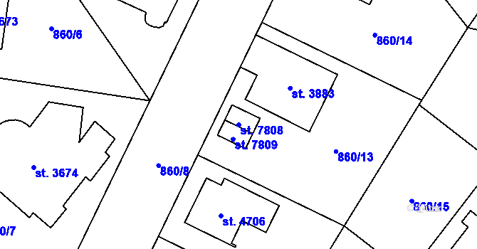 Parcela st. 7808 v KÚ Zlín, Katastrální mapa