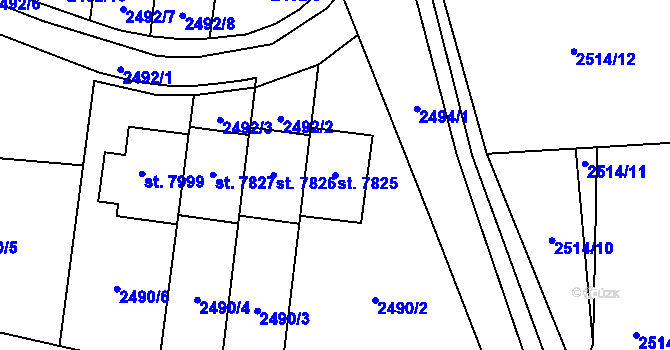 Parcela st. 7825 v KÚ Zlín, Katastrální mapa