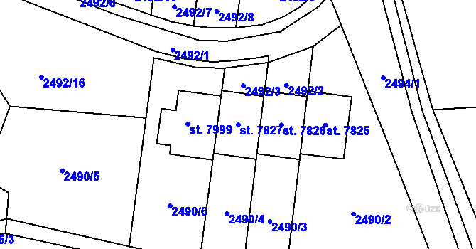 Parcela st. 7827 v KÚ Zlín, Katastrální mapa