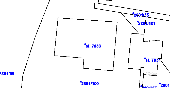Parcela st. 7833 v KÚ Zlín, Katastrální mapa