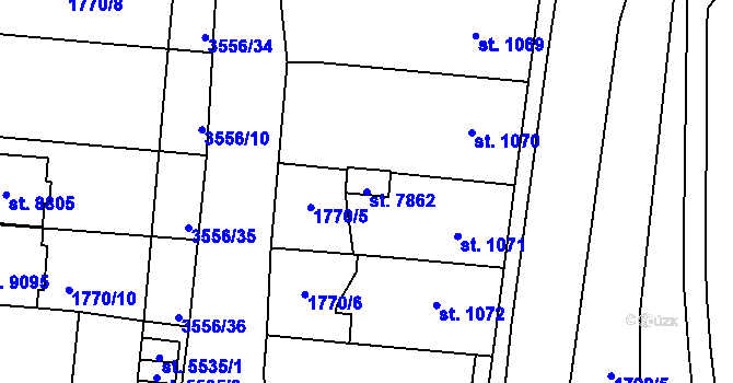 Parcela st. 7862 v KÚ Zlín, Katastrální mapa