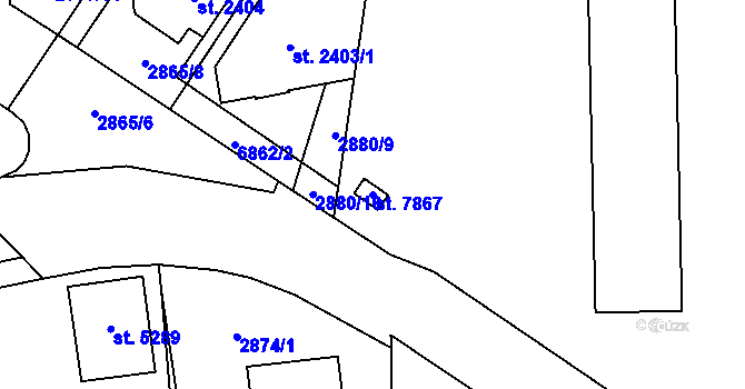 Parcela st. 7867 v KÚ Zlín, Katastrální mapa