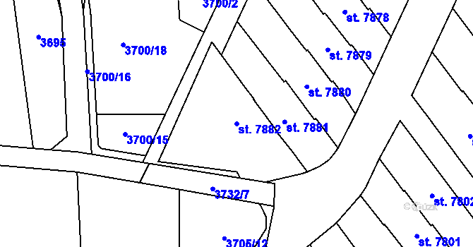Parcela st. 7882 v KÚ Zlín, Katastrální mapa