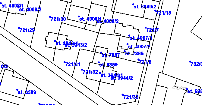 Parcela st. 7887 v KÚ Zlín, Katastrální mapa