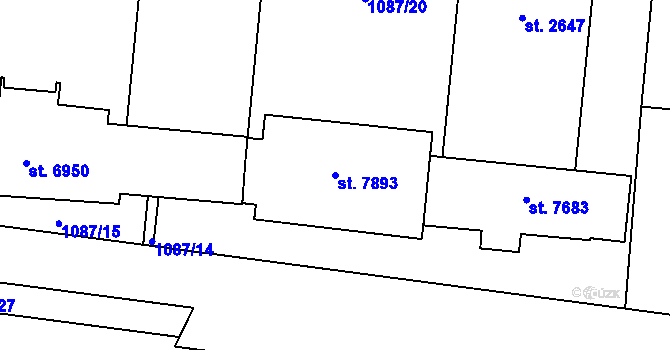Parcela st. 7893 v KÚ Zlín, Katastrální mapa