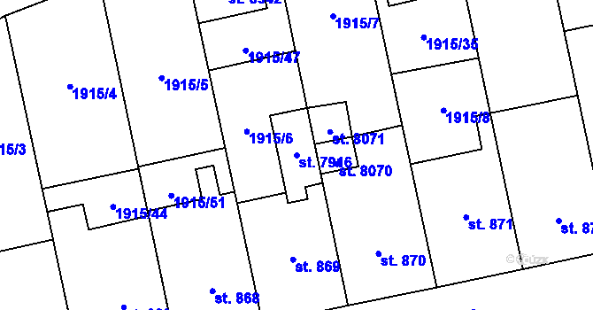 Parcela st. 7916 v KÚ Zlín, Katastrální mapa