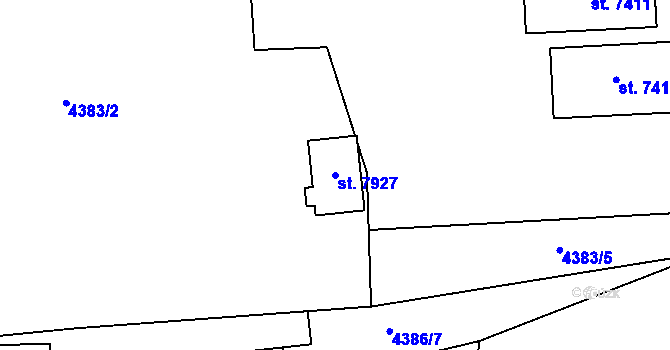 Parcela st. 7927 v KÚ Zlín, Katastrální mapa